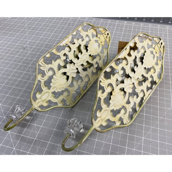 Pair Green Shabby Chic Scroll Metal Wall Hooks Acrylic Knobs By Pier 1 Imports - Picture 5 of 7